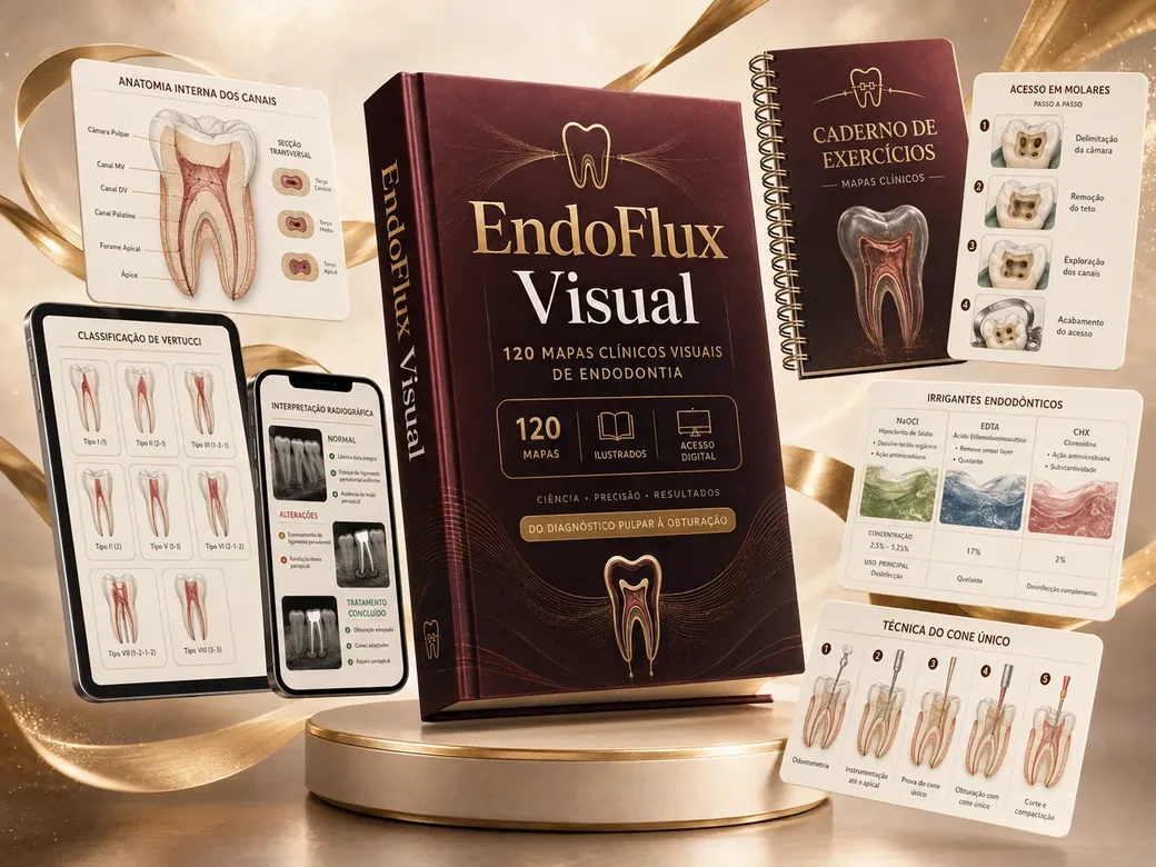 Mockup do EndoFlux Visual Completo com mapas clínicos impressos